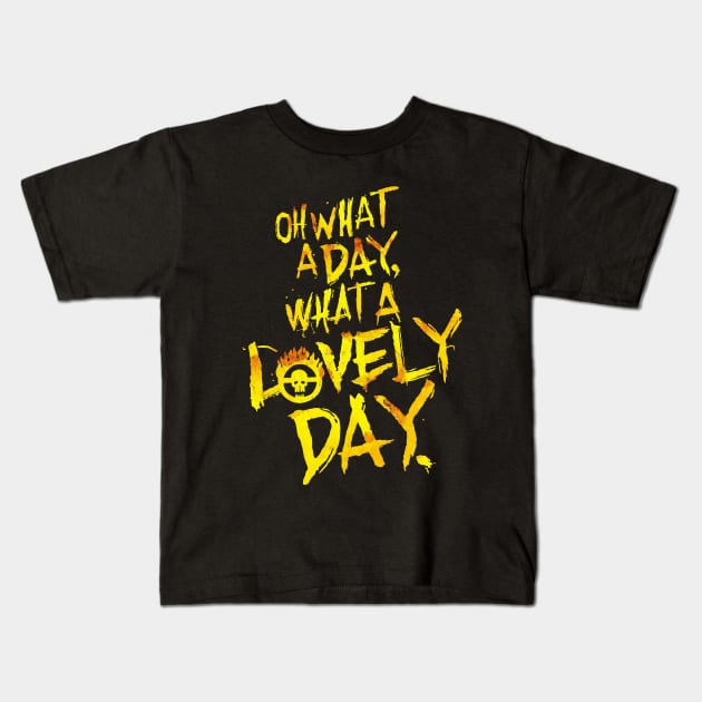 What A Lovely Day (Fury Road) Kids T-Shirt by marktobindesign